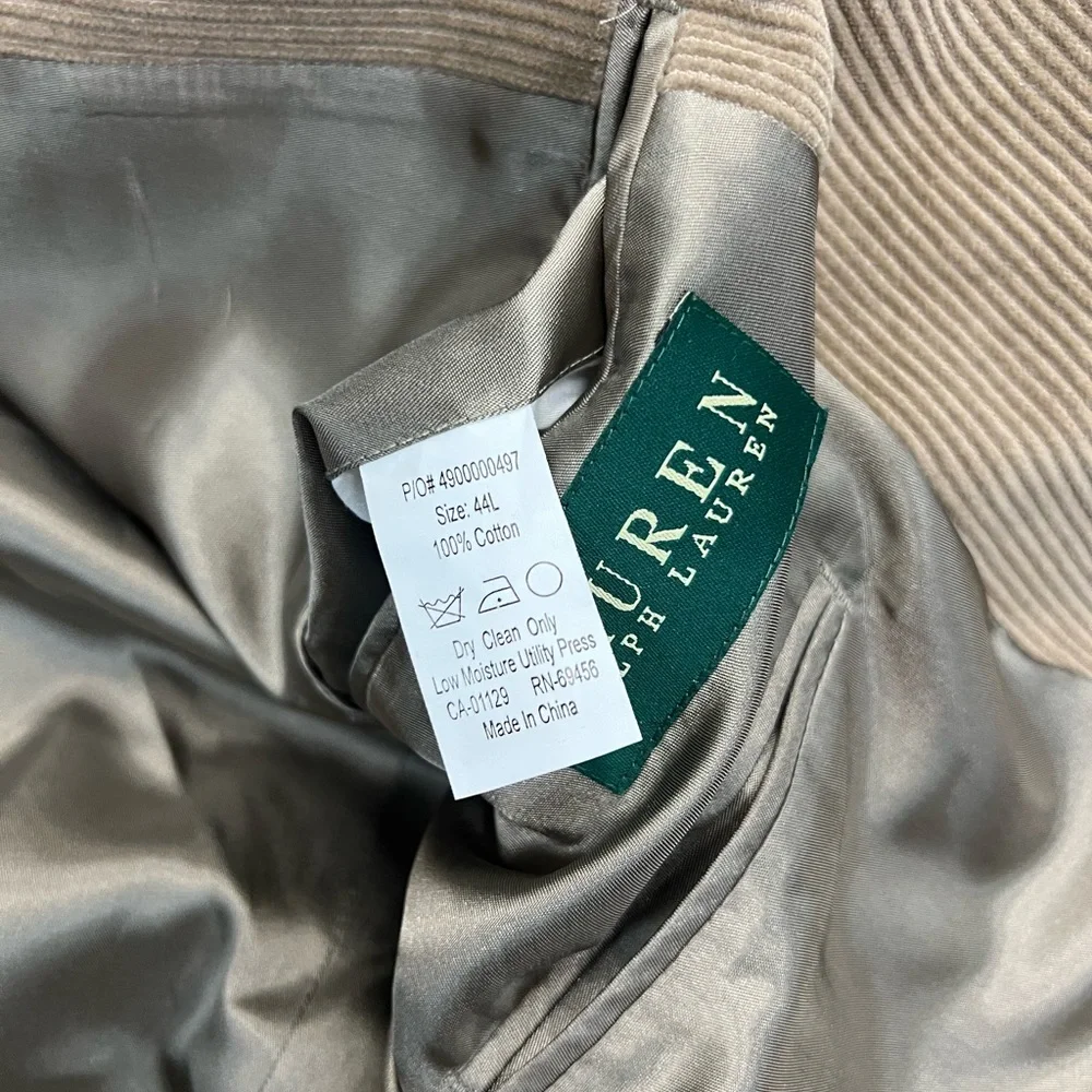 Lauren Ralph Lauren jacket mens 44L tan khaki corduroy sports coat blazer‎